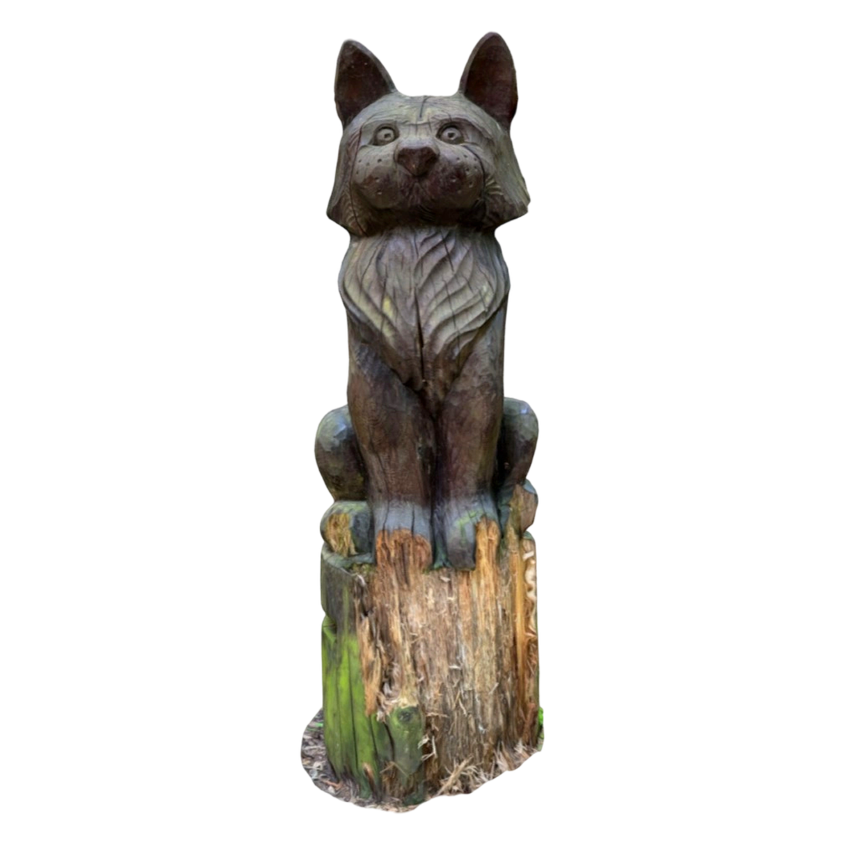Small wooden lynx landscape column