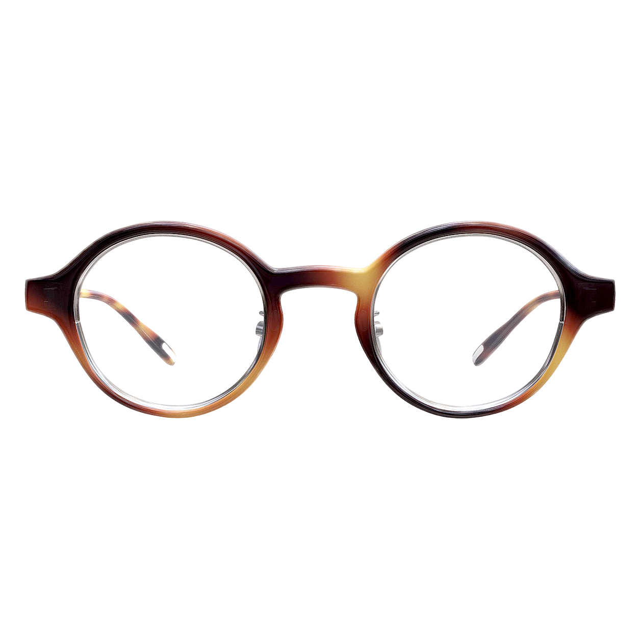 Black and yellow color block round frame glasses