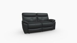 Double black leather sofa