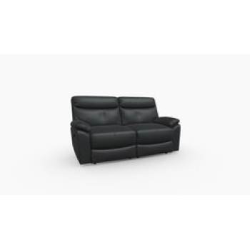 Double black leather sofa