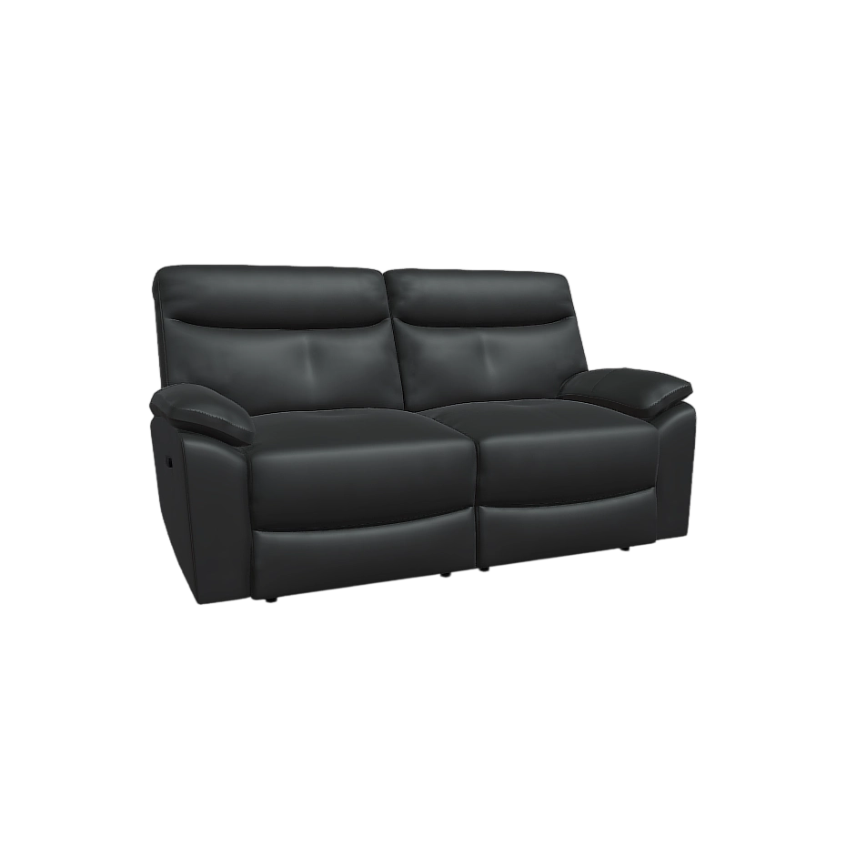 Double black leather sofa