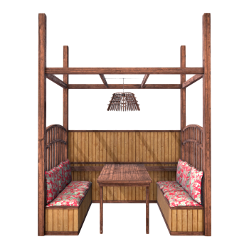 Solid wood table and two benches