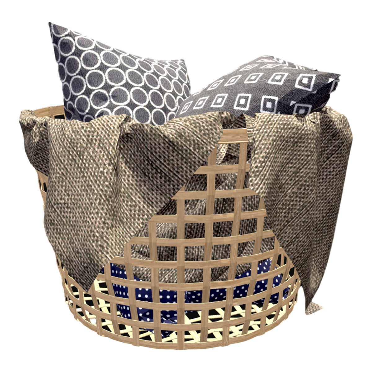 Bamboo basket and pillow