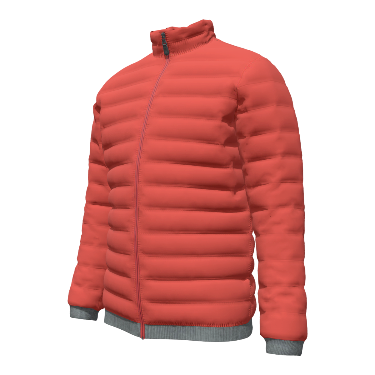 orange-red down jacket
