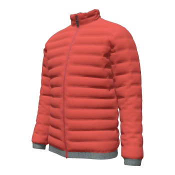 orange-red down jacket