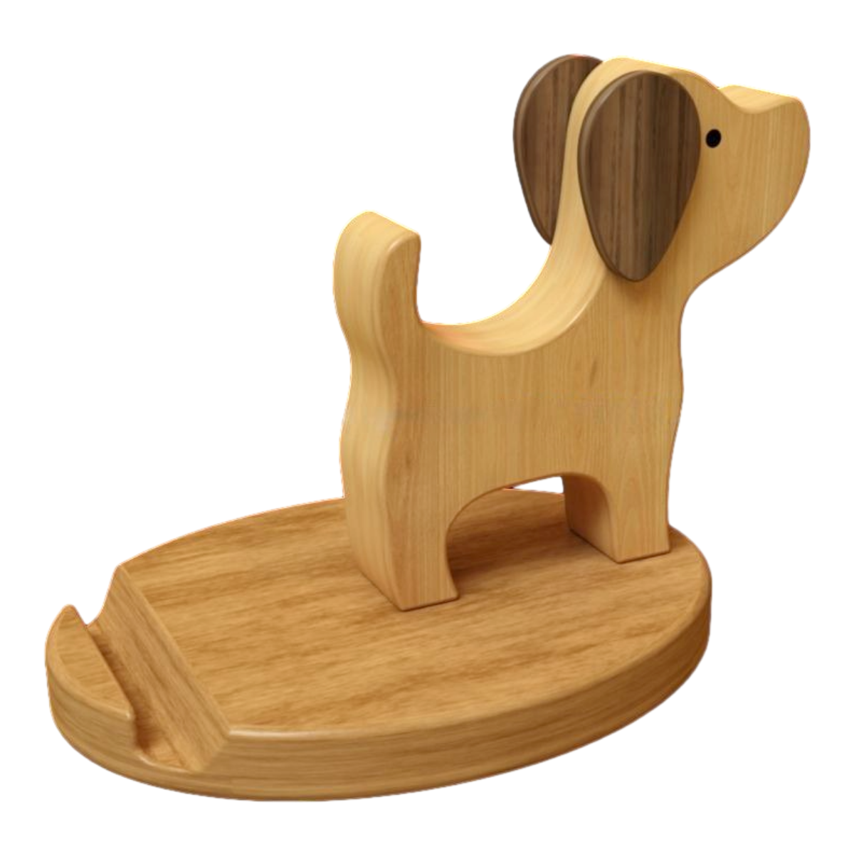 3D printing drawing of mobile phone holder (cute little dog) in SKP/FBX/OBJ/IGS format, with texture