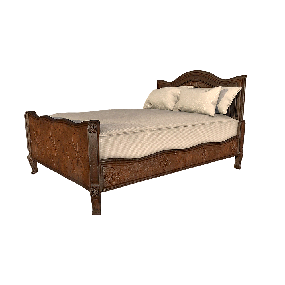 Victorian style vintage carved wood double bed