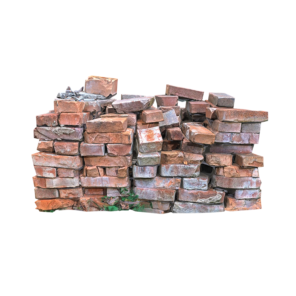 a pile of old red bricks