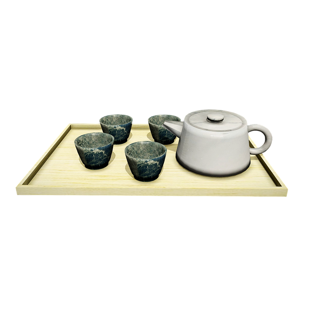 Tea set on wooden pallet
