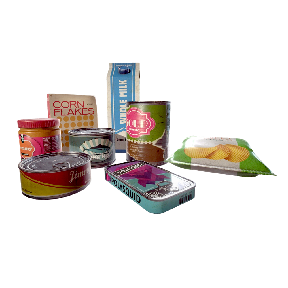 a group of assorted packaged foods