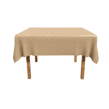 a table covered with a tablecloth