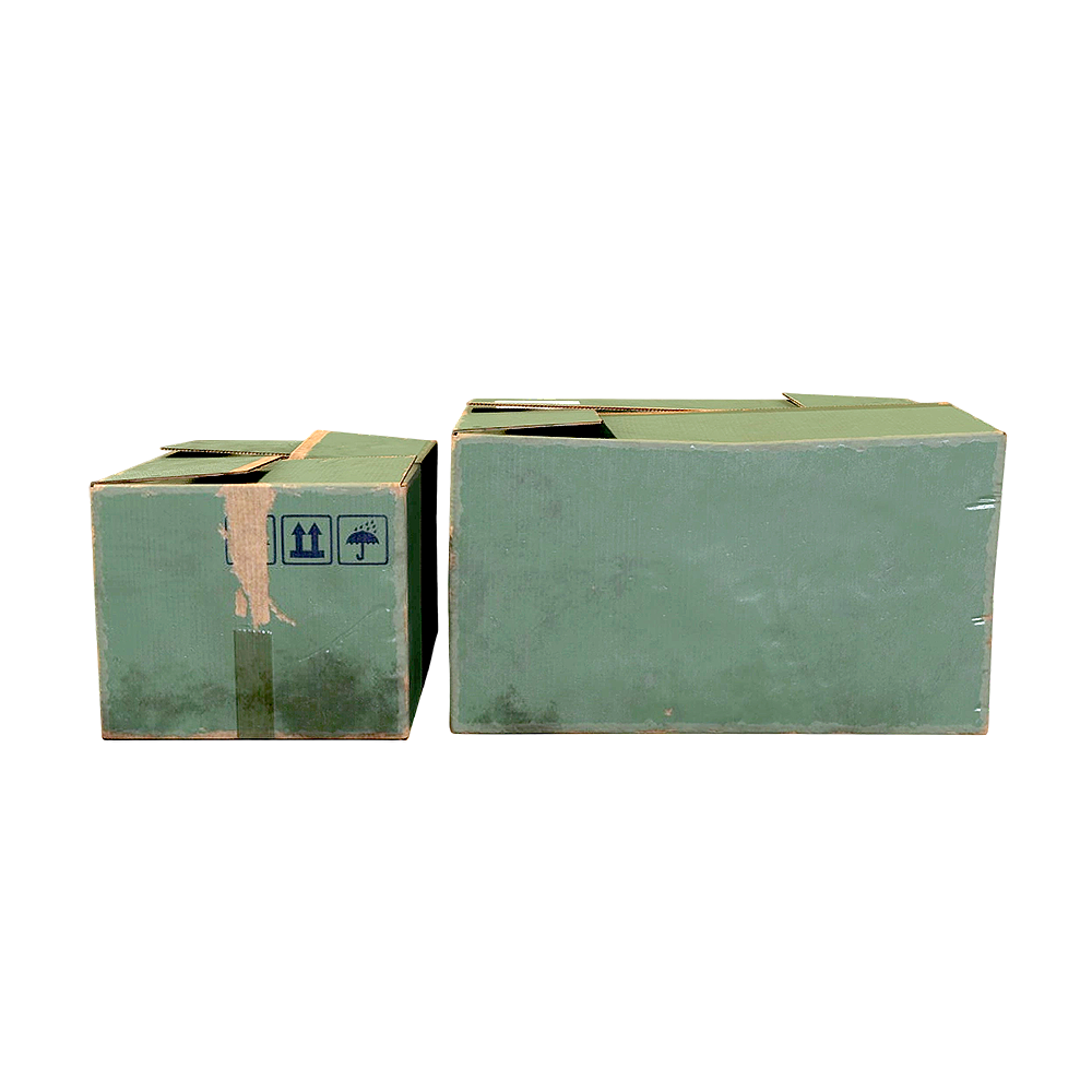 Green corrugated cardboard shipping box (carton)