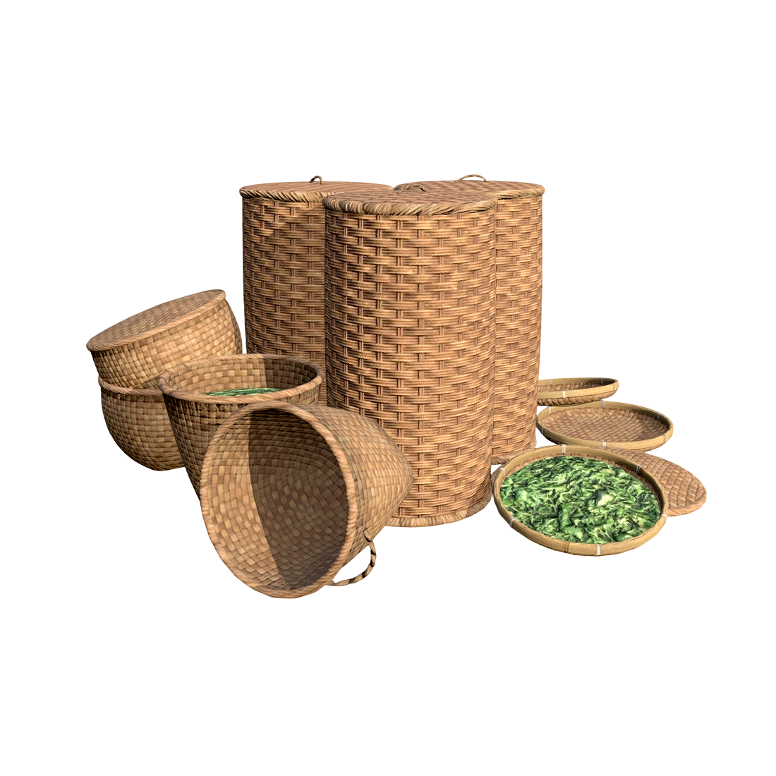 Bamboo storage basket and dustpan