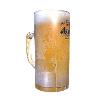 A glass of Asahi draft beer