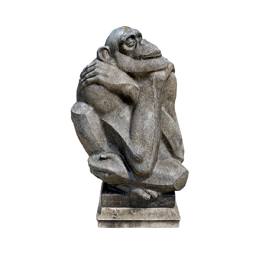 Contemplative ape statue