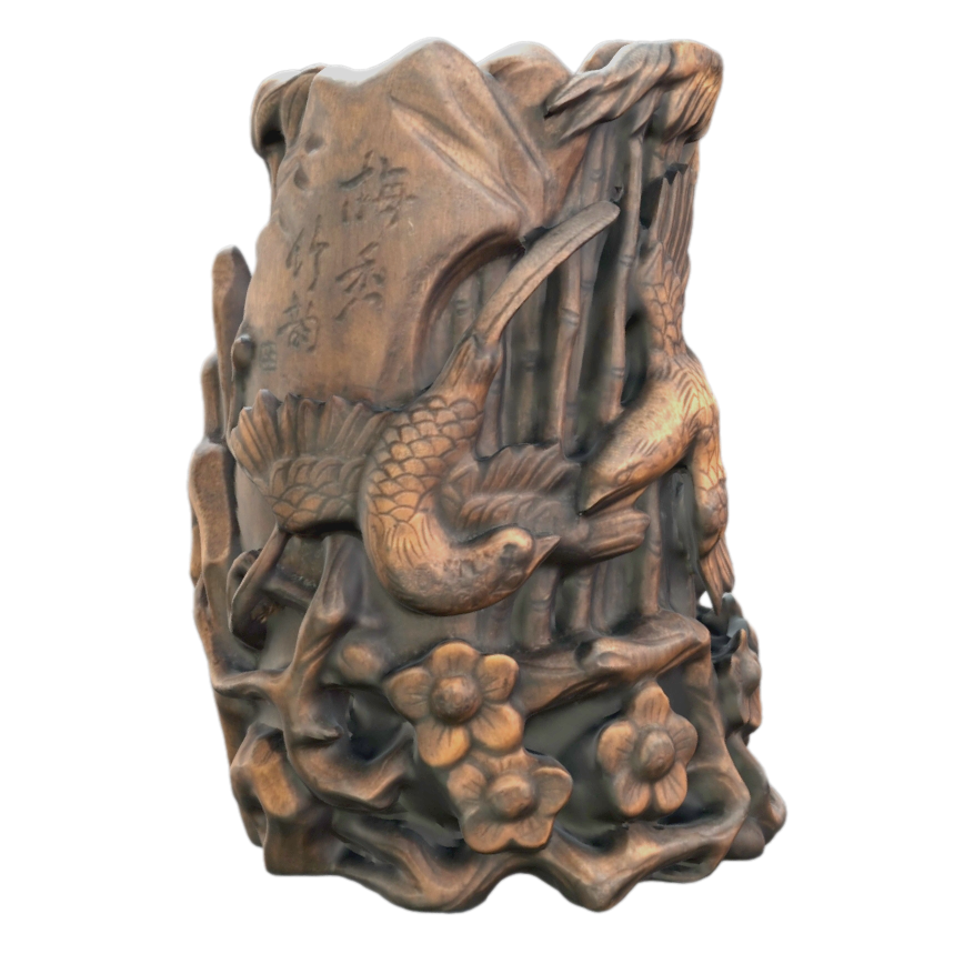 Plum Blossom and Bamboo Charm "Bamboo Root Carving