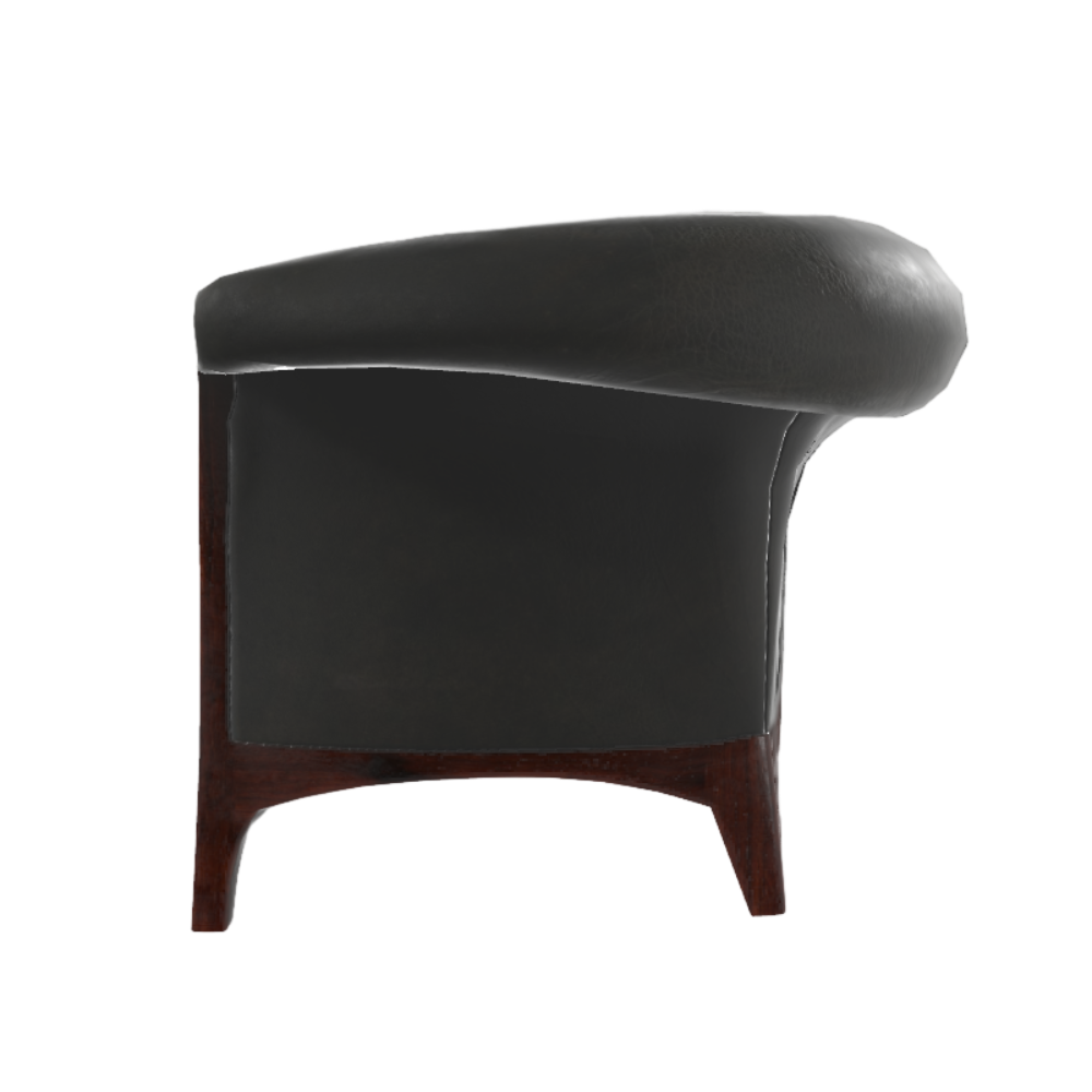 American Sofa 3D Model Retro Genuine Leather Black Three Seat Sofa AR Model
