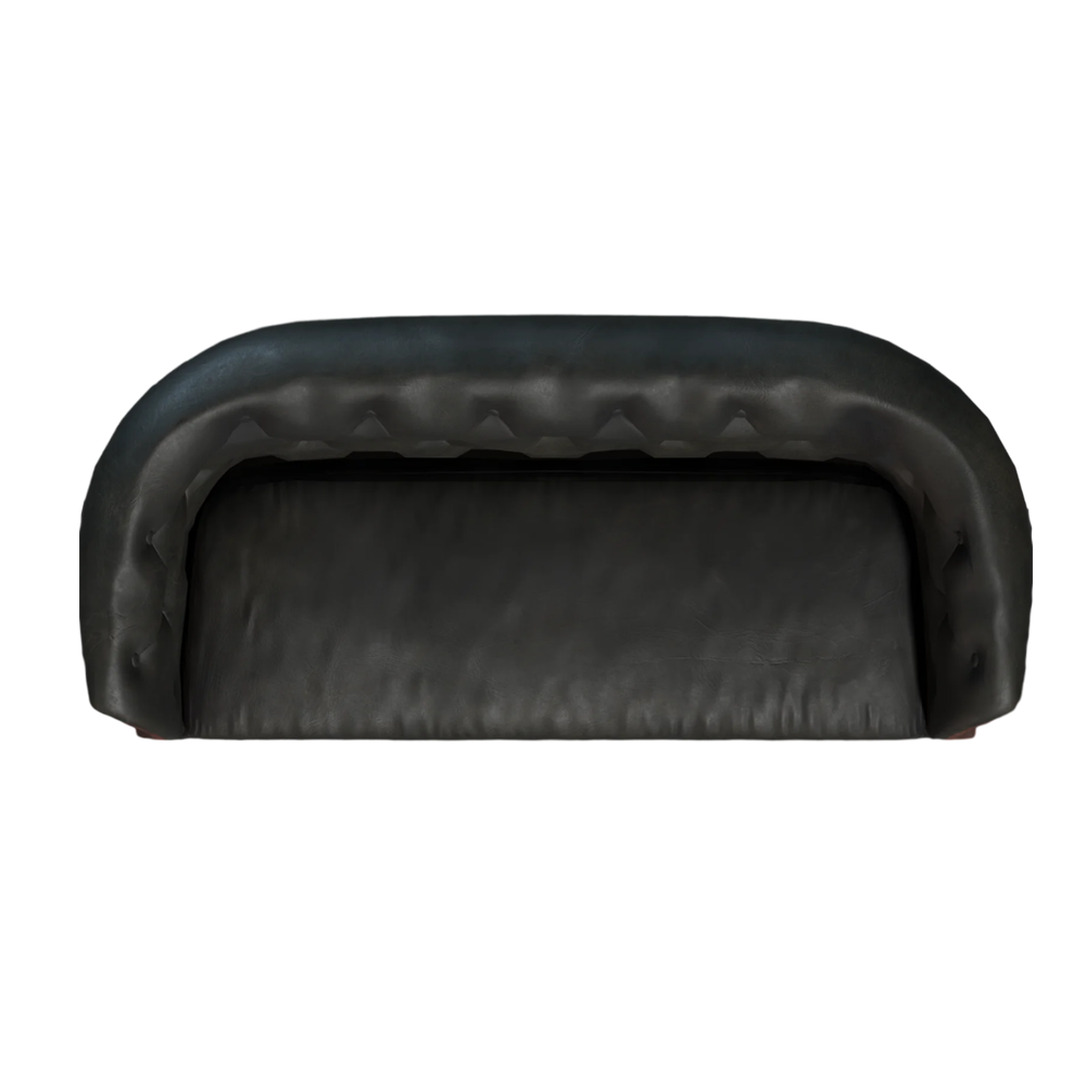 American Sofa 3D Model Retro Genuine Leather Black Three Seat Sofa AR Model