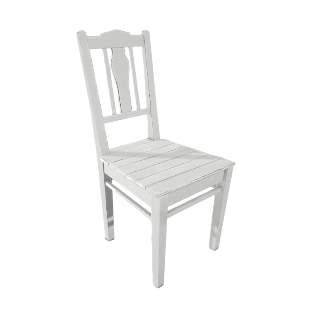 White Lacquer Solid Wood Chair Single Chair 3D Model AR Chair IKEA Wooden Chair