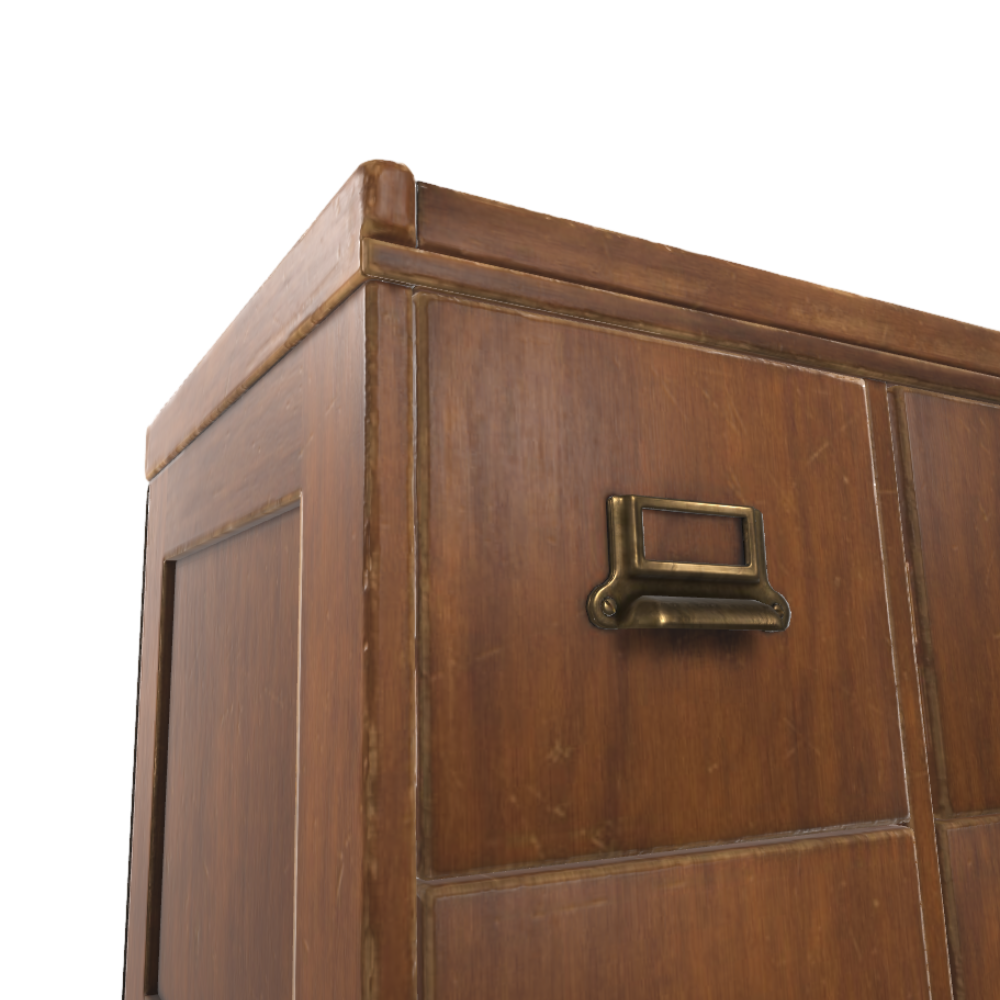 Vintage Wooden Drawer Cabinet 3D Model Storage Cabinet AR Locker Vintage Wooden Drawer Locker Wooden Case