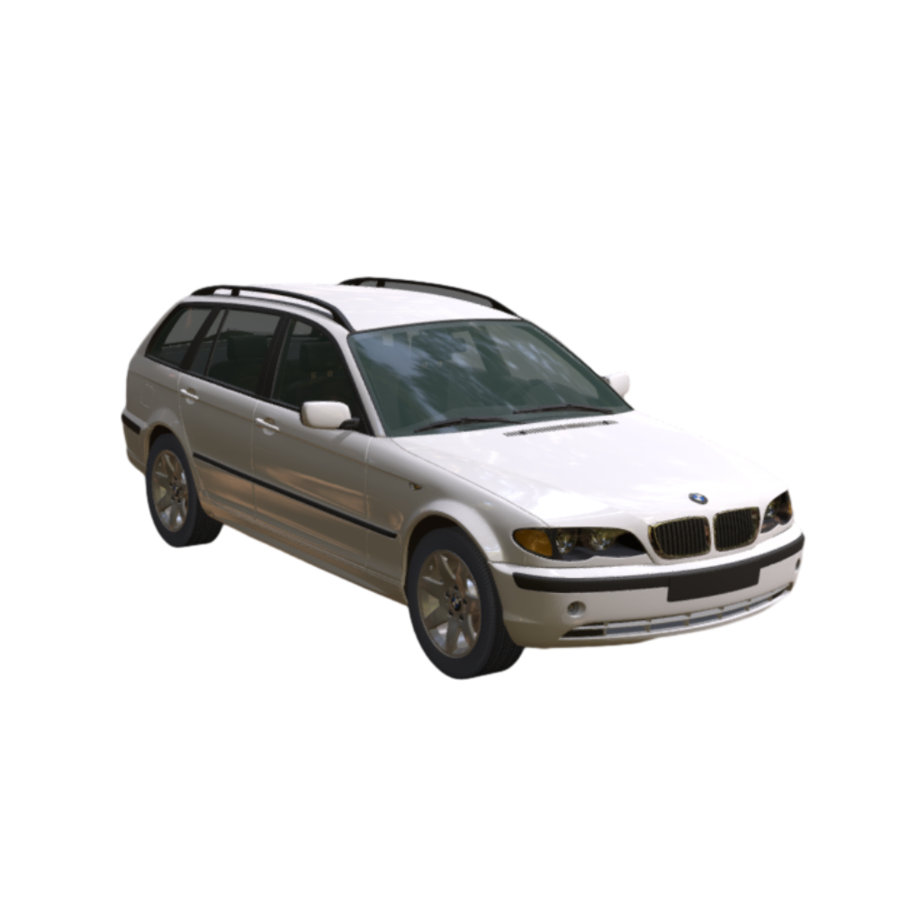 Modern white four-wheel BMW luxury car realistic AR model