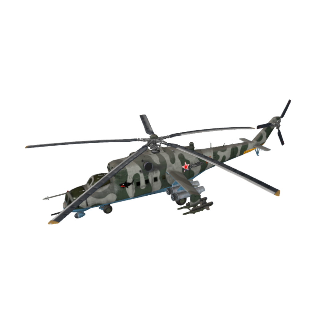 A realistic camouflage armed helicopter 3D model