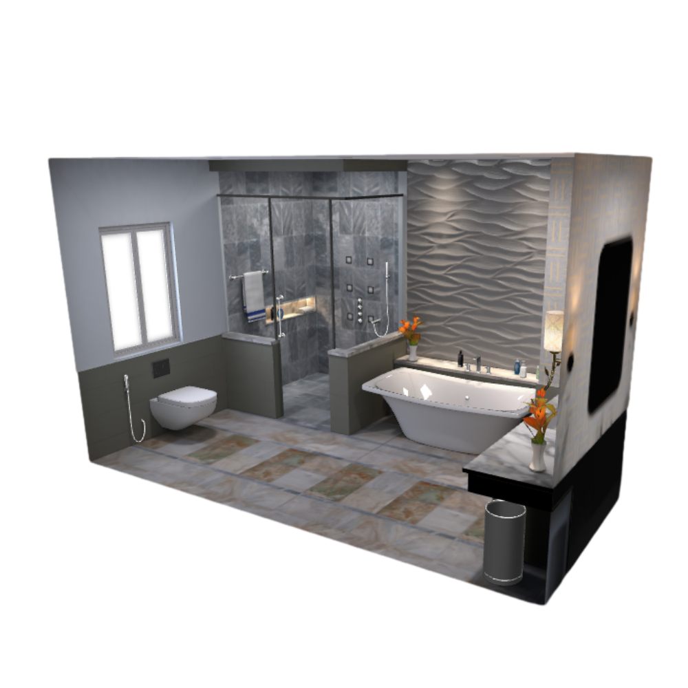 Deluxe Interior Bathroom Layout 3D Model