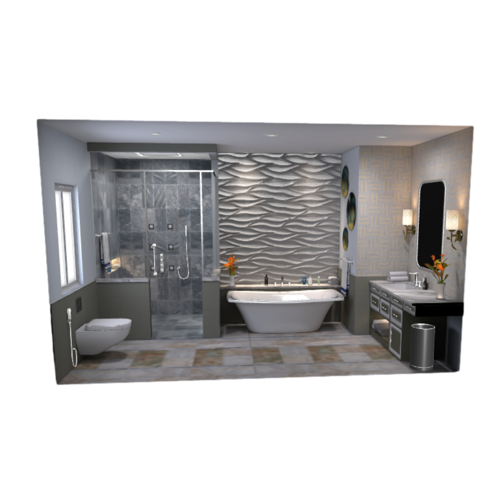 Deluxe Interior Bathroom Layout 3D Model