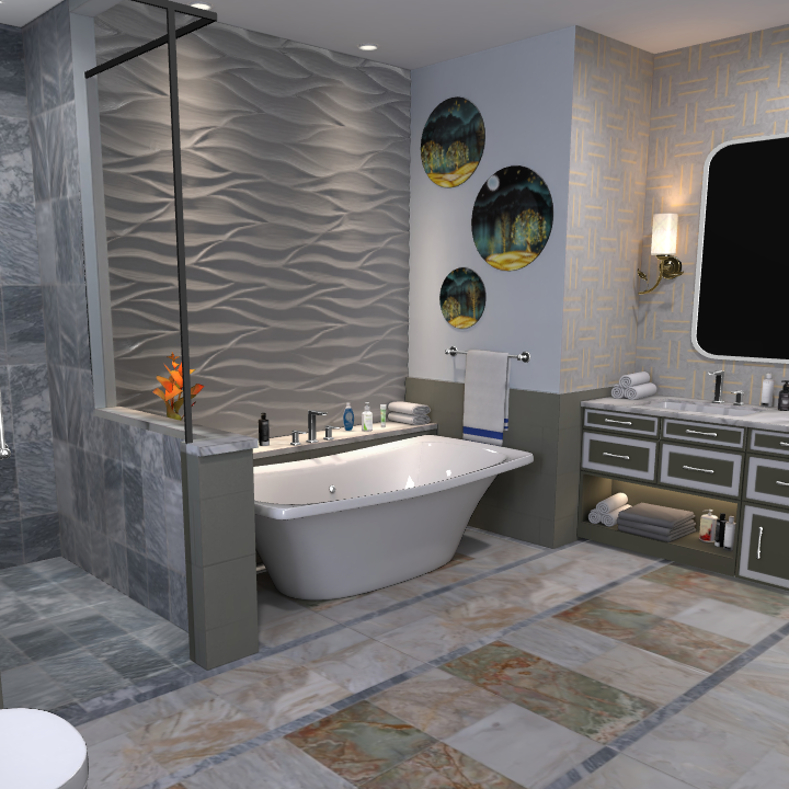 Deluxe Interior Bathroom Layout 3D Model