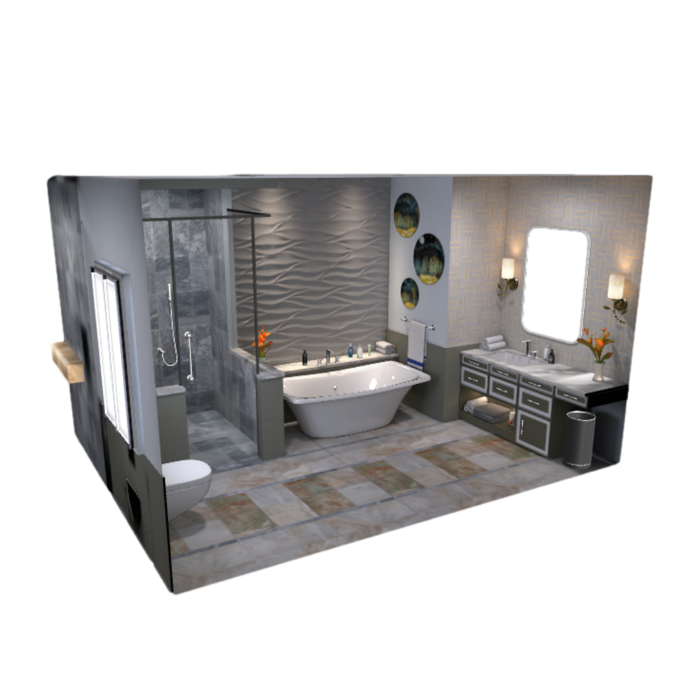 Deluxe Interior Bathroom Layout 3D Model