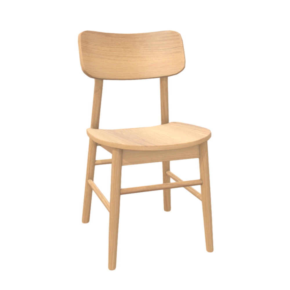 Simple and generous solid wood chair 3D model