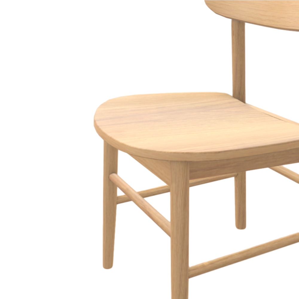 Simple and generous solid wood chair 3D model
