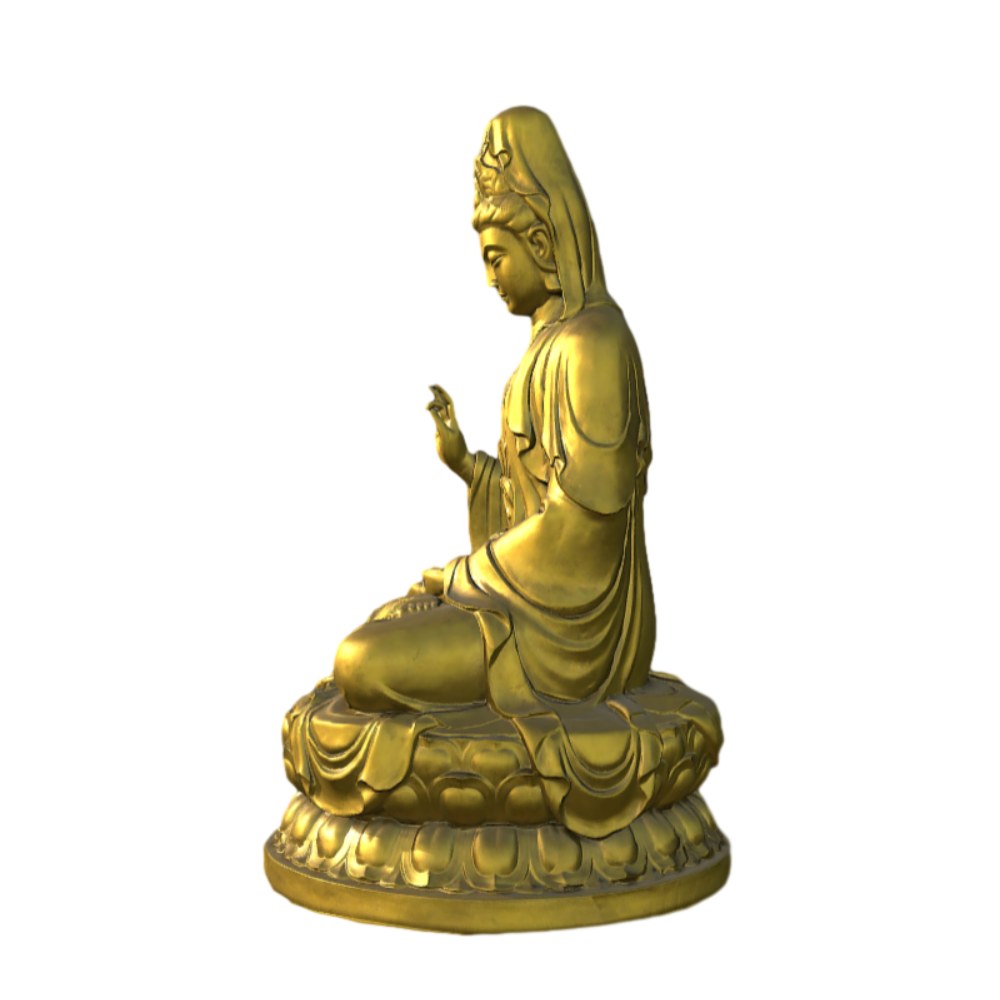 3D model of Guanyin Buddha in pure gold