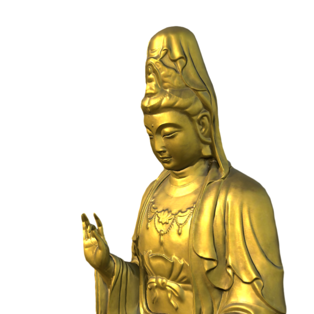 3D model of Guanyin Buddha in pure gold