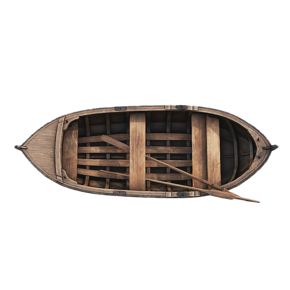 Single wooden boat small canoe 3D model