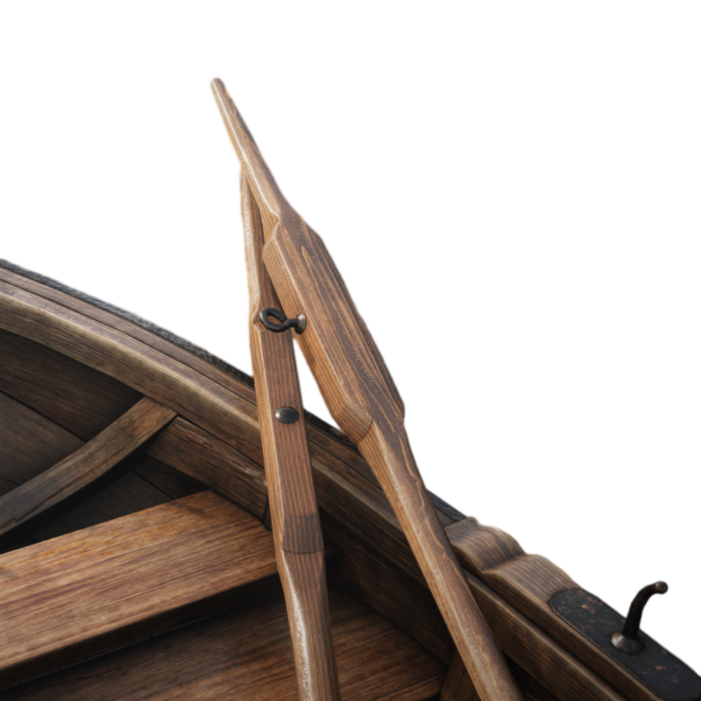 Single wooden boat small canoe 3D model