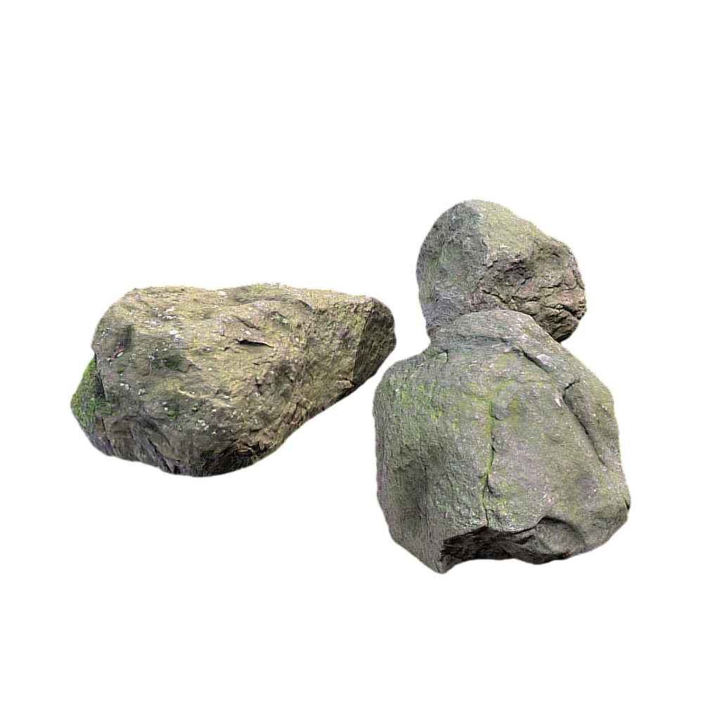 3D model of three roadside mossy stones
