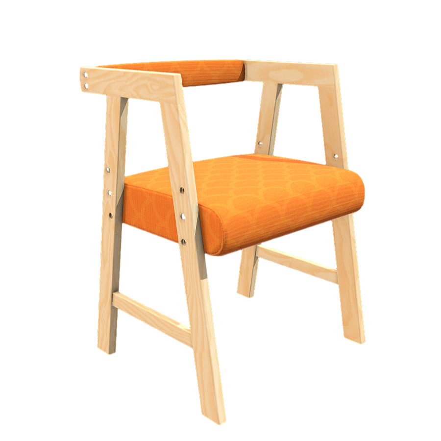 Solid wood fabric children's chair 3D model