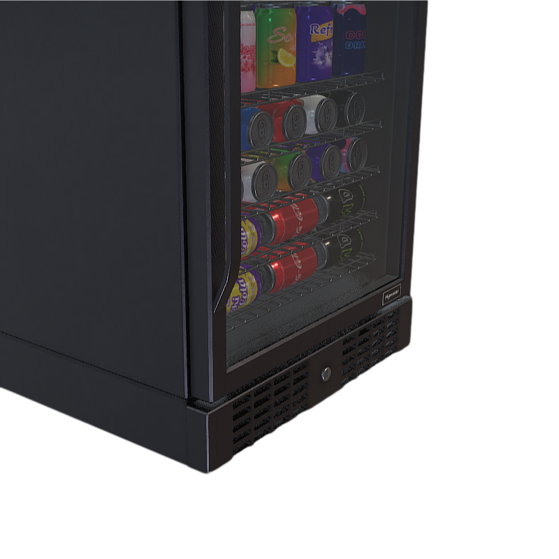 Black small refrigerator filled with drinks 3D model