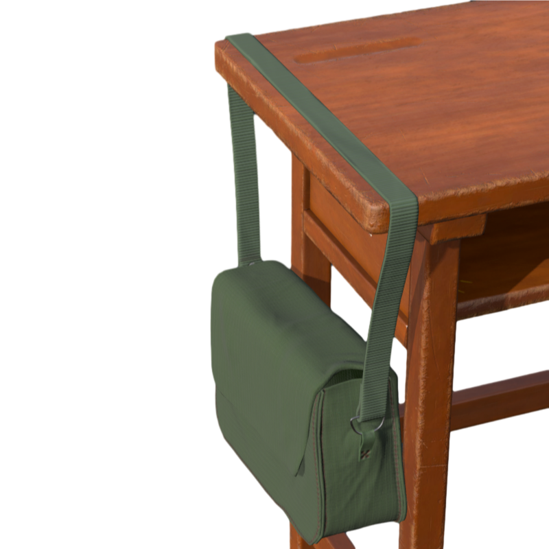 Nostalgic classroom desks and chairs 3D model