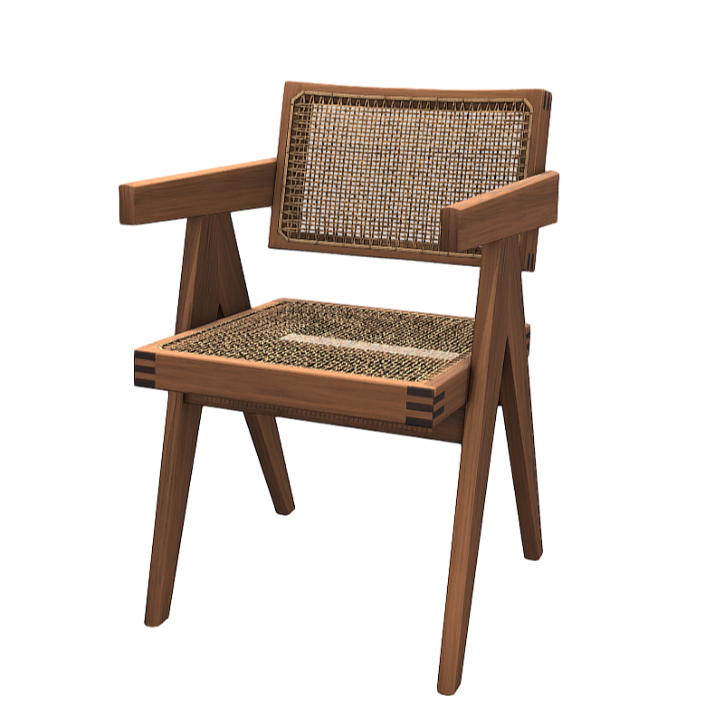 Woven solid wood rattan chair 3D model