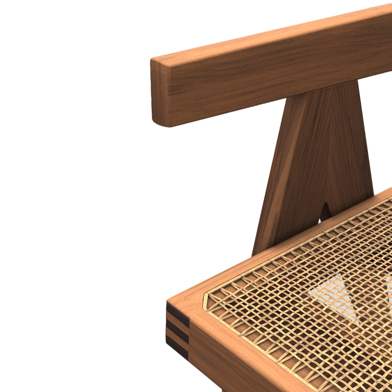 Woven solid wood rattan chair 3D model