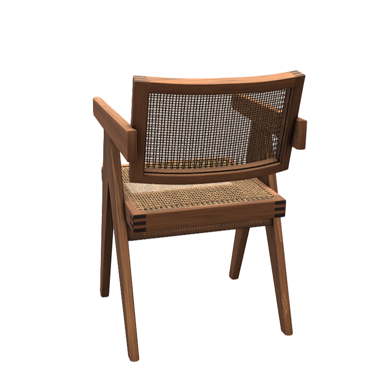 Woven solid wood rattan chair 3D model
