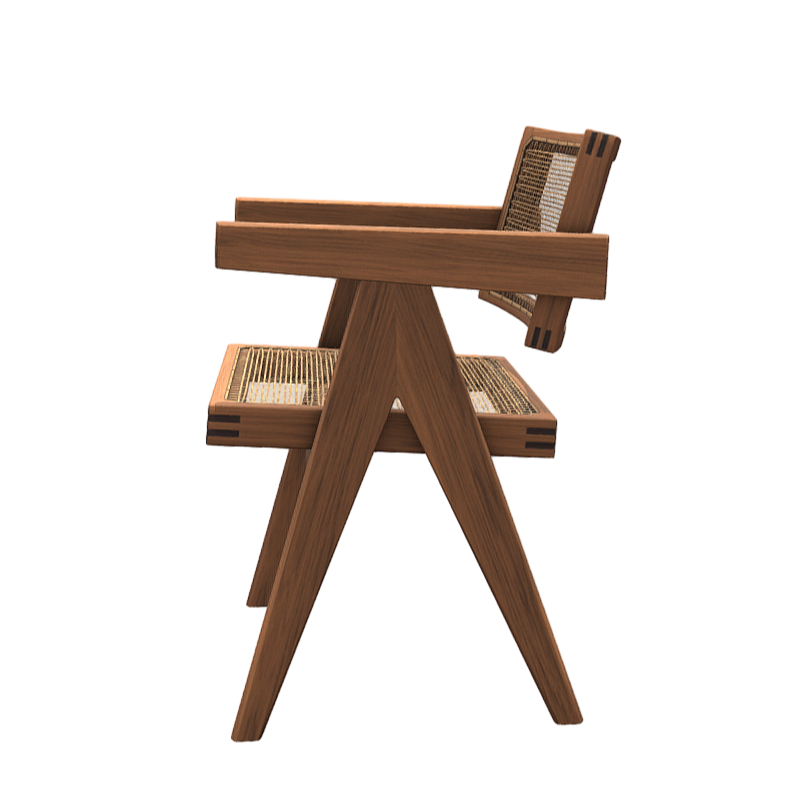 Woven solid wood rattan chair 3D model