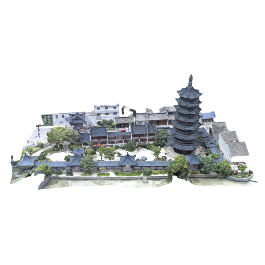 Aerial scanning 3D model of ancient buildings