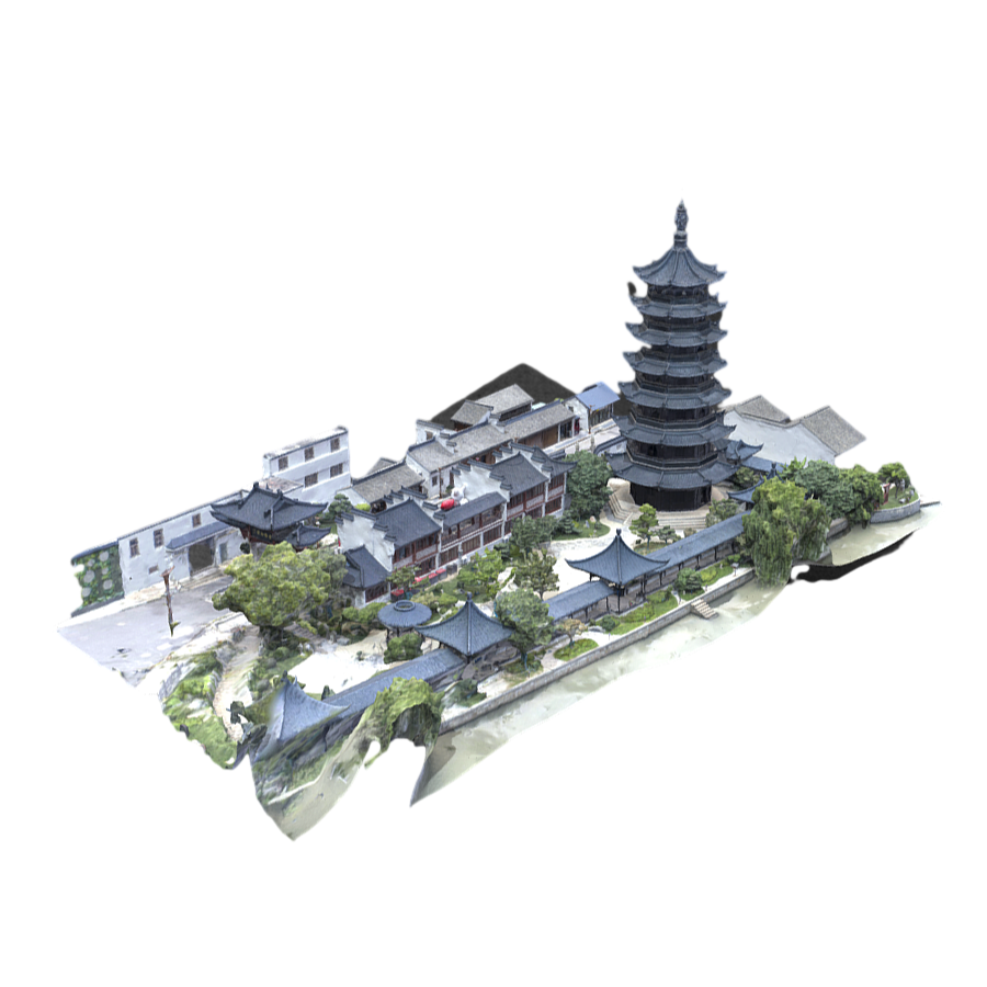 Aerial scanning 3D model of ancient buildings