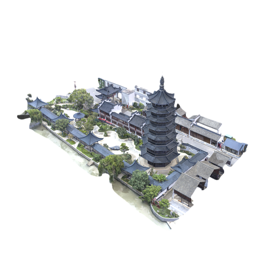 Aerial scanning 3D model of ancient buildings
