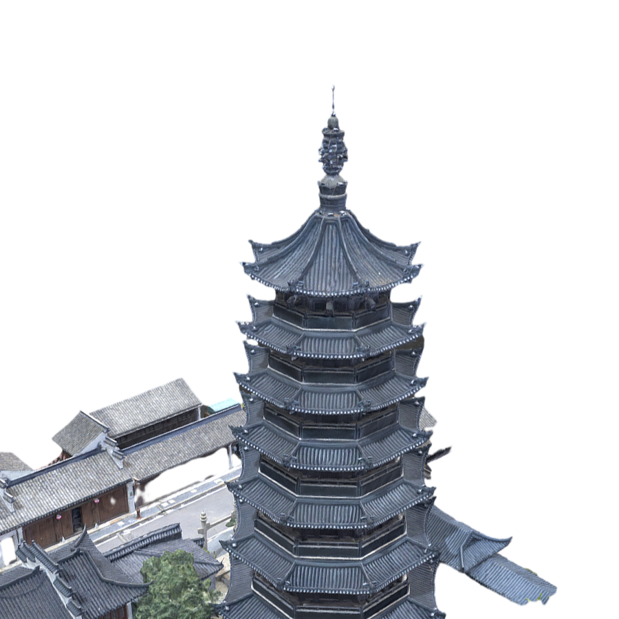 Aerial scanning 3D model of ancient buildings