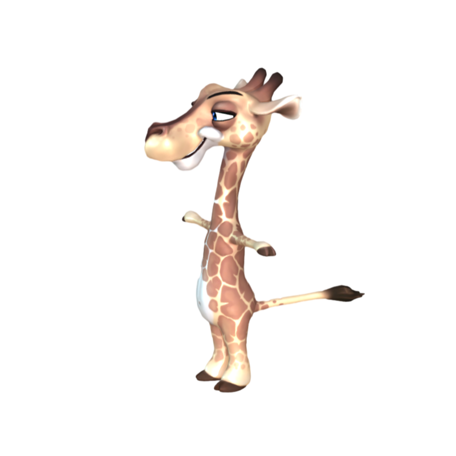 Q version game cartoon humanoid giraffe animal 3D model