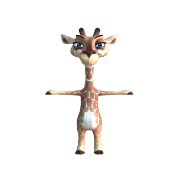 Q version game cartoon humanoid giraffe animal 3D model
